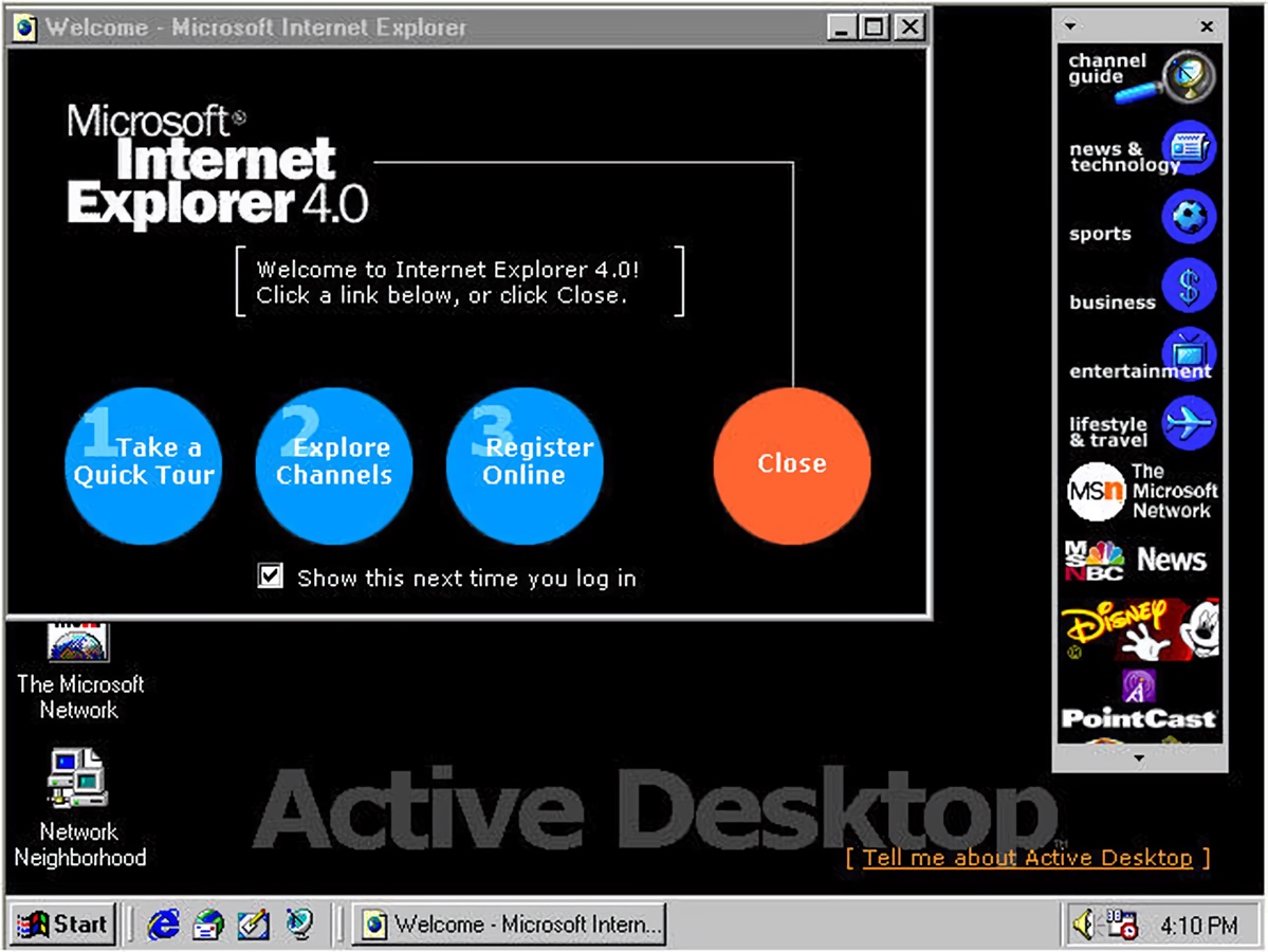 Microsoft Internet Explorer 4 Active Desktop Interface (1997)